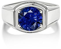 BySilverStone Jewelry Blauer Saphir-Verlobungsring Für Männer Aus 925Er Silber, Männlicher Versprechensring Mit Blauem Edelstein, Einzigartiger Blauer Saphir-Ring Für Männer Zur Verlobung