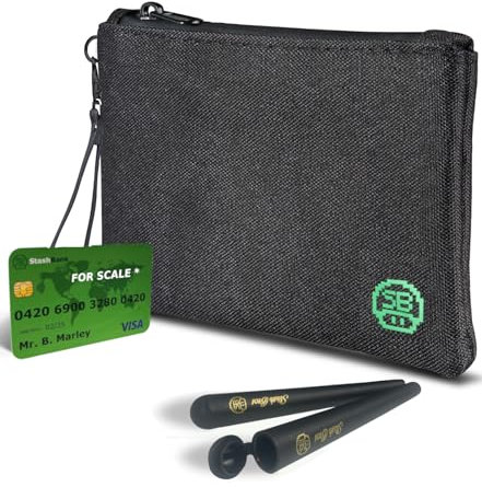 Stash Bros Geruchssichere Tasche & 2 Doob Tube – geruchsdichter Behälter und Gelenkhalter – und mehr Zubehör, Schwarz , Modern