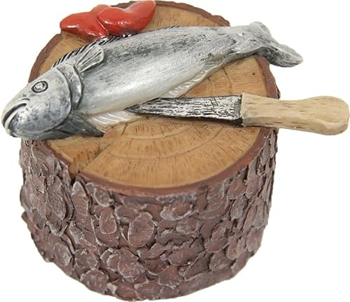 FADEDA Fisch auf Hackstock/Höhe:4 cm/handbemalt/detailgetreue Krippen Figuren - Weihnachten Tisch Dekoration Krippe Zubehör