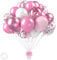 Metallic and Matte Pink White Balloons With Confetti for Birthday, Wedding, Baby Shower Party Decorations - Latex Helium Balloons