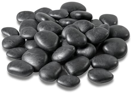 Tera Pierres pour vases et aquariums, galets décoratifs colorés en plastique, cailloux de jardin noirs, dimensions 2-3 cm (Small, noir)