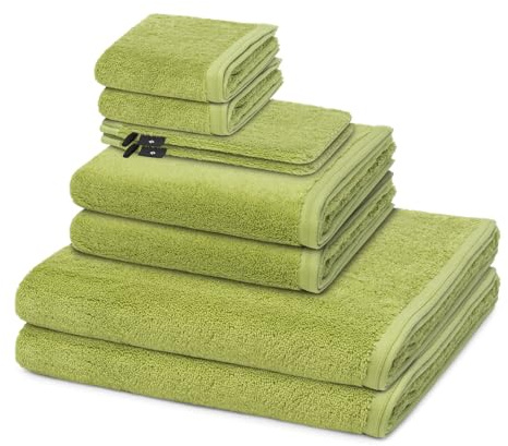 Vossen - 8 teiliges Frottier-Set - Vegan Life (2 X Wasch- 2 X Gäste- 2 X Dusch- 2 X Handtuch im Set) - 580 g/m2 - Baumwolle - Frottee - saugstark - weich und flauschig - Avocado