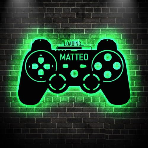 Gamer Metallschild Personalisiertes, Wandkunst, Lampe LED Spiel, Neonschild, Nachtlichter, Individueller Name, Heimdekoration, Gamer Schild Für Teenager, Jungen, Spielzimmerdekoration