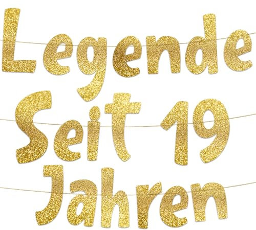 Lustige Banner, Glitzerbanner Legende Seit 19 Jahren, Partyzubehör zum 19. Geburtstag