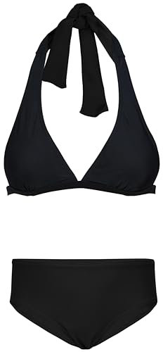 Aquarti Mädchen Bikini Set Bustier Bikinislip Zweiteiliger Badeanzug, Farbe: Zum Binden - Schwarz, Größe: 146