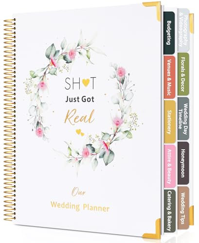 Wedding Planner Book and Organizer-176 Pages Bridal Wedding Planning Book with Sticker Checklists and Calendars for Bride To Be, Unique Engagement Gifts for Newly Engaged Couples