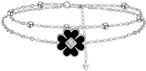J.MUEN Kleeblatt Armband Damen Silber 925, Schmuck für Freundin Frau Mutter Tochter