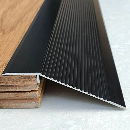 Übergangsstreifen aus Aluminium, extra breit, 0,9 m Länge, für Vinyl-Teppich, Fliesen, Einstiegsrampe für Gehhilfe, 10 cm, Schwarz