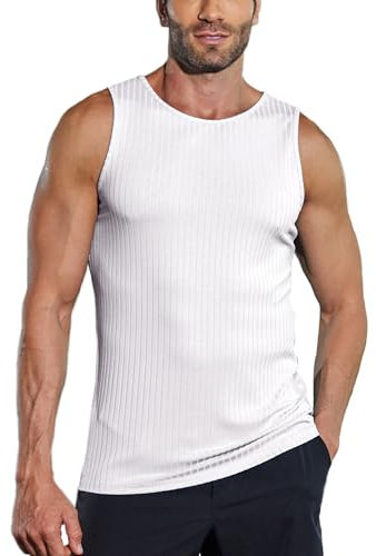 Weardear Canotta Uomo Magliette da Palestra A Coste Bodybuilding Senza Maniche Maglietta Muscolare Ascellare Canotta Sportiva Funzionale Allenamento Canottiera Estiva