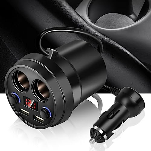 Multifunktions-Getränkehalter-Autoladegerät mit Zwei Löchern für den Zigarettenanzünder, Intelligente Schnellladetechnologie für Telefon-Tablet-PCs, Universelles