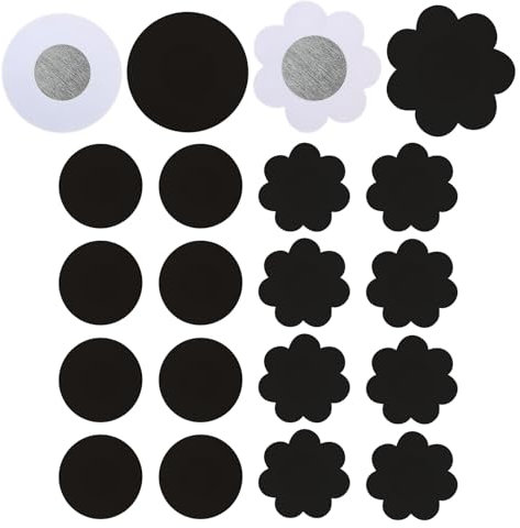 RYHHH Cache Tétons Auto-Adhésif, 10 Paires (Formes Rondes et Fleuries), Jetables Invisibles Mamelon Pasties, Respirants et Légers, Parfaits pour Les Robes, Les Datation, Le Port Quotidien,Noir