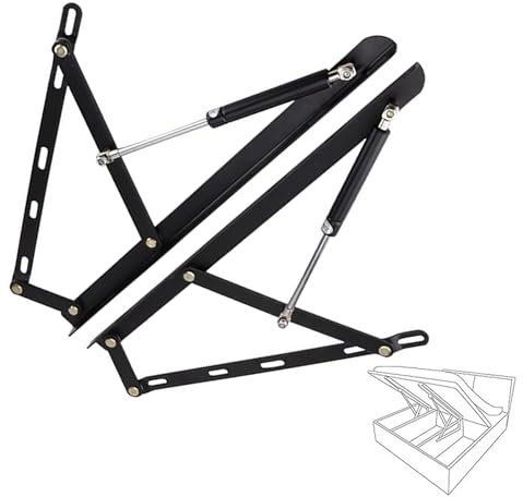 WEITINGKKK Storage Bed Lift Mechanism, 2Pcs Federscharnier Federstärke Dreieck Federscharnier Design Klappsofa Klappbett(Black,600mm)