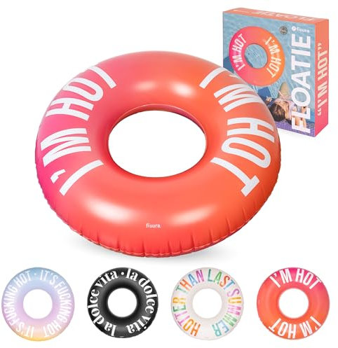 Fisura – Anneau Flottant Gonflable “I'm Hot” Effet dégradé. Diamètre 120 cm avec Valve sécurité pour gonflage et dégonflage Express. Parfait pour baignade Piscine ou Plage.