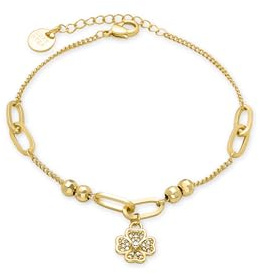 LUXENTER Wilya Armband mit glänzendem Zirkoniastein, 18 Karat Gelbgold, Einheitsgröße, Metall, Kubischer Zirkonia.