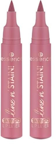 Essence Cosmetics Line N' Stain, Lápiz De Labios Tattoo, De Larga Duración, Definir, Efecto Tinte, Color Intenso, 2.5 ml (Paquete de 2)