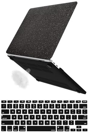 HLAAJJX Cover Copertina per Nuovo Macbook Air 15 pollici M4 M3 M2 M1 2025 2024 2023 A2941 A3114 A3241,Custodia Case Hardshell &Tastiera Cover con Macbook Air 15 - Pelle Nera
