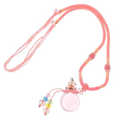 IMIKEYA Pendentif Bouteille D'huile Essentielle Aromathérapie En Verre Coloré Rose, Bijou Diffuseur Léger Pour Femme, Usage Quotidien Et Fête, Design Délicat Et Créatif