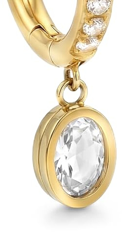 PAUL VALENTINE - Damen Ohrringe Edelstahl - Vergoldet/Golden - Zirkonia Creole - PV-E0037