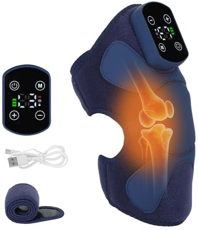 Masajeador de rodilla - 3 en 1 con batería para aliviar el dolor articular, 3 modos de masaje, 5 niveles de calor; rodillera con pantalla táctil y función vibratoria para rodillas, hombros y codos