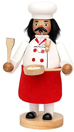 Sigro Cook mit Schürze Räuchermännchen, 20 x 9 x 11 cm, Holz, Weiß/Rot, 11 x 9 x 20 cm