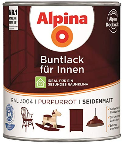 Alpina Buntlack Metalllack 0,75L purpurrot Ral 3004 seidenmatt Innen