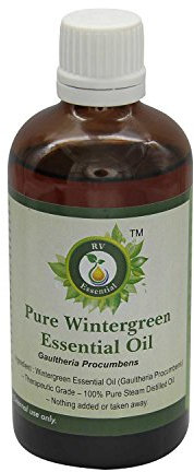 R V Essential Pure Wintergreen Essential Oil 100ml (3.38oz)- Gaultheria Procumbens (100% Pure and Natural Steam Distilled)