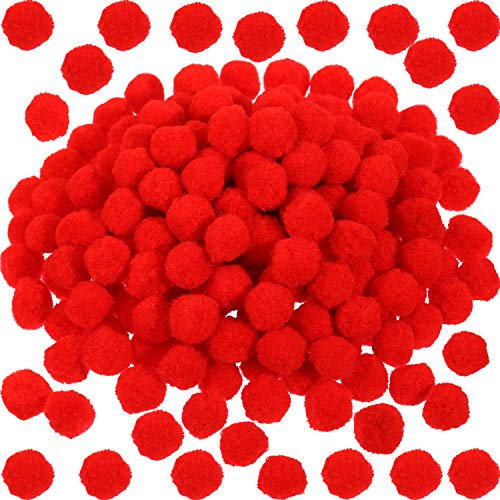 Boao 200 Stück Rote Pom Poms Halloween Flauschige Pom Bälle Basteln Pompons für Weihnachten Rentier Handwerk DIY Herstellung (0,8 Zoll)