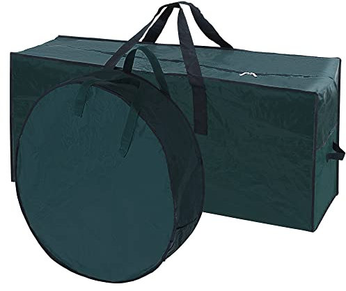 Joiedomi Aufbewahrungstasche für Weihnachtsbaum und Weihnachtskranz, für bis zu 2,3 m zerlegten künstlichen Weihnachtsbaum und 76,2 cm Kranz, langlebiges wasserdichtes Material mit Tragegriffen und