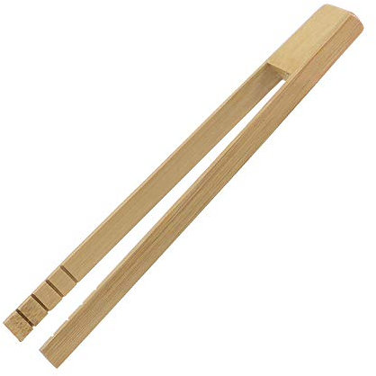 2PCS Bamboo Wood Wooden Food Toast Tongs Toaster Bread Sugar Ice Tea Tong Salad Anti Shock Tweezers Candy Tongs Wooden Tea Clamp for Bread Toast Salad Barbecue