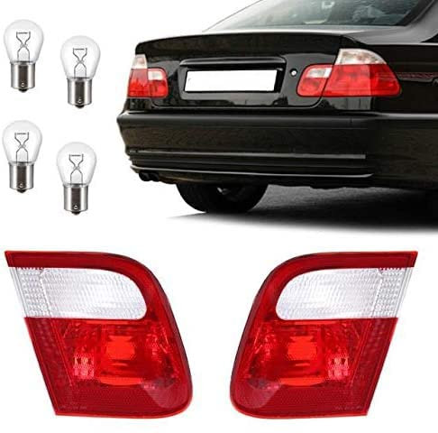 DM Autoteile Rückleuchten SET innen Rot Weiss passend für E46 Limousine 98-01 + 4x Birnen