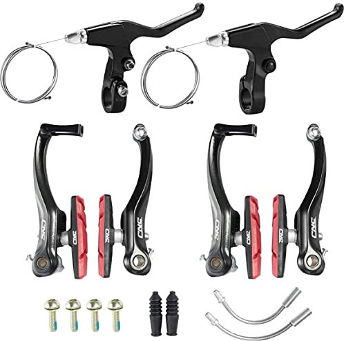Chooee Freni V-Brake per Bici, Set di Freno V Brake Anteriore e Posteriore, Nero/Rossa