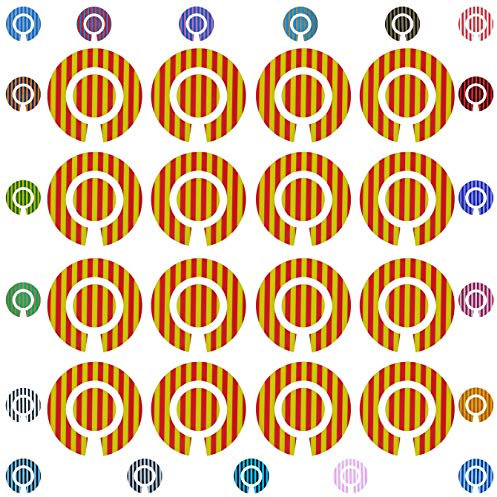 Acclaim Lawn Bowls Identification Stickers Markers Standard 5.5 cm Diameter 4 Full Sets of 4 Self Adhesive Striped Two Colour (Red/Yellow)