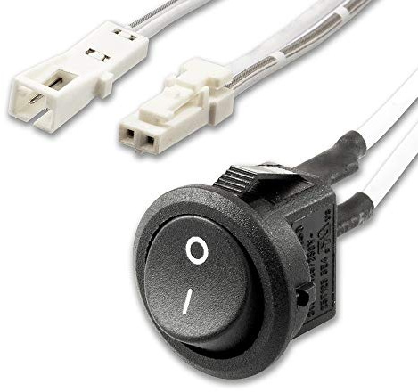 MiniAMP Einbauschalter Ein/Aus, female-Buchse und male-Stecker, 30cm+200cm, 2-polig, weiß, max. 5A