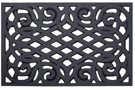Nicoman Outdoor Rubber Door Mat, Non-Slip Heavy Duty Doormat Step Barrier Anti-Fatigue Easy Boot Scraper Eco-Friendly Victorian Style Indoor Outdoor Entrance Mat Drainage - (Grey, Large, 91 x 61cm)