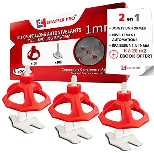 Tile Levelling System spacers 1 mm | 200 Clips + 100 Reusable twisters | 3 – 22 mm Tile Thick | SHAFFER PRO | tiling Tools | Tile Laying aid for Floor Tiles/Wall Tiles Installation | Tiling kit