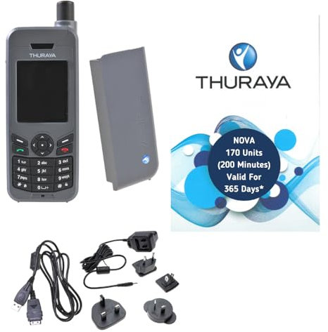 OSAT Telefono satellitare Thuraya XT-LITE + SIM Prepaid NOVA con 170 unità | Validità di 365 giorni | Copertura vocale e SMS per comunicazioni remote e di emergenza