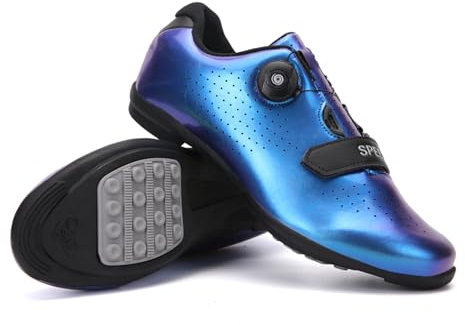 LZQpearl Fahrradschuhe Herren, Rennrad Und Mountainbike Schuhe Mit Gummisohle, Atmungsaktive, rutschfeste No-Lock Fahrradschuhe Mit Schnell Rotierendem Schnürsenkelsystem Blue, 36