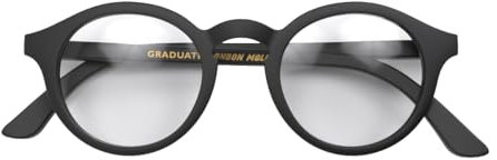 LONDON MOLE® „Graduate“-Lesebrille – coole runde Brille für Männer und Frauen, entworfen für Stil, Komfort und Haltbarkeit – Mattschwarz – Vergrößerung + 3.0
