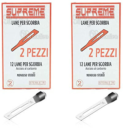 Supreme Sgorbia per Piedi in Acciaio, Forma Ergonomica, 2 Confezioni da 12 Lame Ciascuna