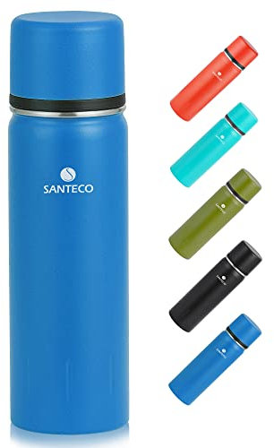 SANTECO Thermoskanne Thermosflasche Edelstahl 1l, 500ml, Auslaufsicher Isolierflasche mit Trinkbecher für unterwegs, Thermoskanne Kaffee & Tee für Kinder, Sport, BPA-Frei, 24H Kalt & 12H Heiß