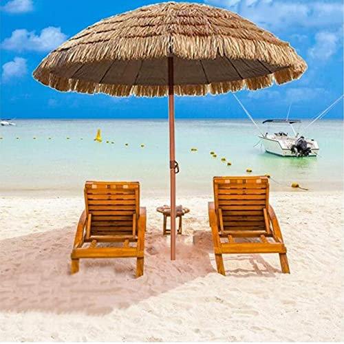 Sombrilla de Paja Artificial de 1.45m, sombrilla de jardín, sombrilla de Playa, sombrilla Hawaiana, protección UV, Sombra, jardinería, jardín, Barbacoa, Restaurante al Aire Libre, Redonda