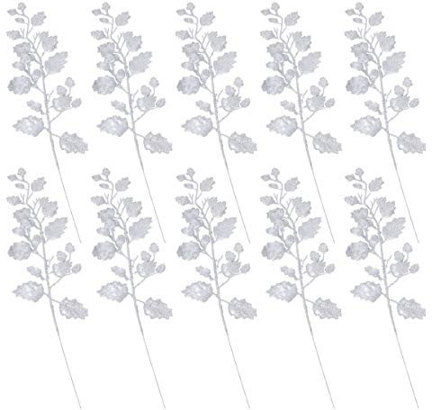 Happyyami 10st Simulierte Blätter Christbaumschmuck Blätter Papierblätter Weihnachtsstern Blätter Tannenzweig Goldene Herbstdeko Picks Sprühen 3D Gefälschte Blätter