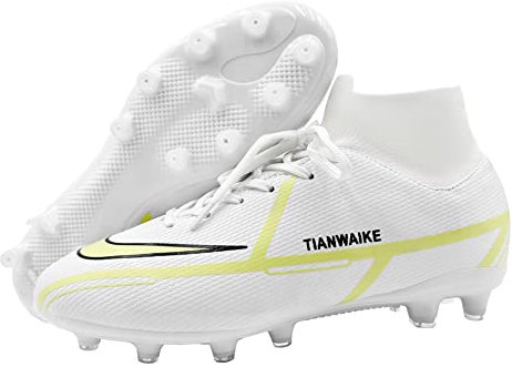 Herren Professionelle Fussballschuhe In/Outdoor Football Schuhe Sportliche Fußballschuhe Frauen Fußball Trainingsschuhe (weiß 45)
