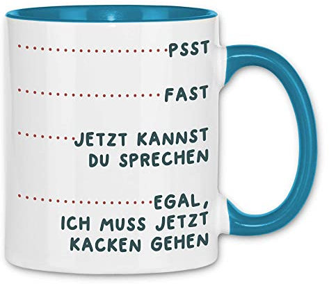 wowshirt Tasse Psst Fast Jetzt Kannst Du Sprechen Mitarbeiter Arbeitskollege Bürohumor, Farbe:White - Light Blue