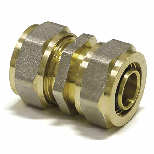 Schraubfitting-Kupplung gleichseitig für Alu-Verbundrohr für Trinkwasser, Heizung, Kühlung und ölfreie Druckluft - einfache Montage (26 x 3mm - 26 x 3mm)