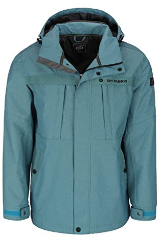 Dry Fashion Herren Funktionsjacke Emden Meliert - Outdoor-Jacke Wasserdicht mit Innenfutter und abnehmbarer Kapuze in Petrol Melange Größe XXL