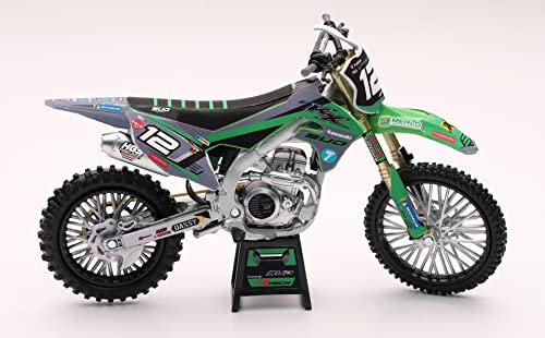 New Ray- Moto Scala 1:12 Kawasaki Bud Racing, Colore Verde, 6 cm x 16 cm x 12 cm, 58174