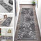 Teppich Läufer Lang Flur Küche rutschfest waschbar Korridor Tepiche Küchenläufer 80X200CM Grau Blumen Teppichläufer Matte Meterware Kücheteppich Schlafzimmer Wohnzimmer Flurmatten Breit 40-120cm