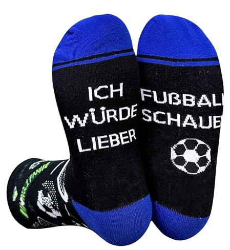 Himozoo Neuheit Lustige Socken Fussball Geschenke, Bestickt 'Ich würde lieber Fußball Schaue' Neuheit Socks für Männer Frauen Fußballliebhaber Geschenke (Dunkelschwarz)