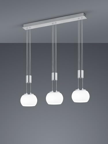 lightling Harrison LED Pendelleuchte, 3-flammig, Switch Dimmer, Breite: 82 cm, Höhe: 95-150 cm, Nickel matt, 8 Watt